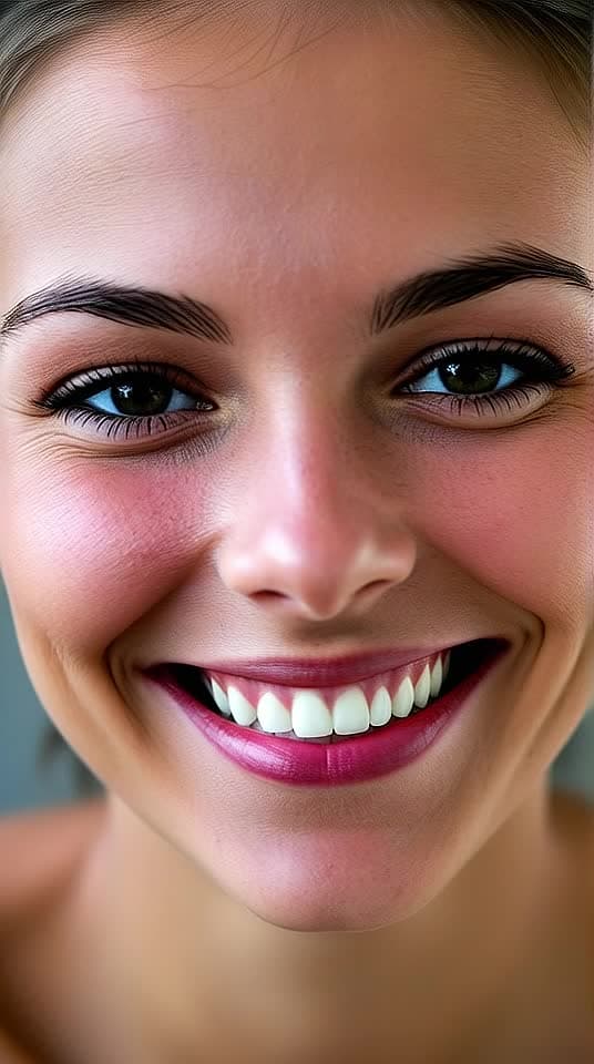 AI Porn Video of a Happy Brunette Close-Up with a Toothbrush