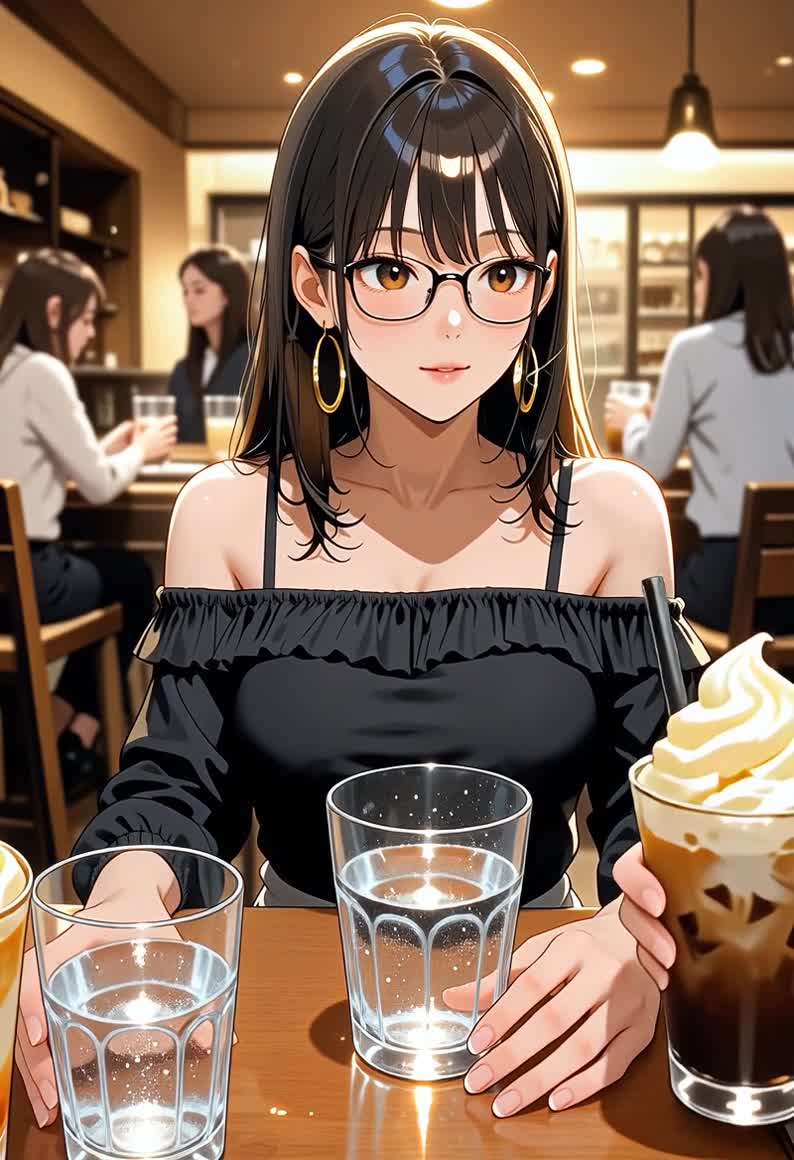 AI Porn Video of a Brunette Woman in a Warmly Lit Restaurant Setting